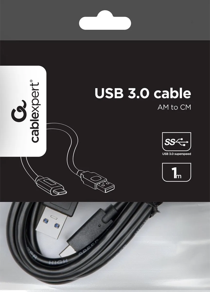 Gembird USB C naar USB 3.0 Adapter CCP-USB3-AMCM-1M - 1m - Zwart