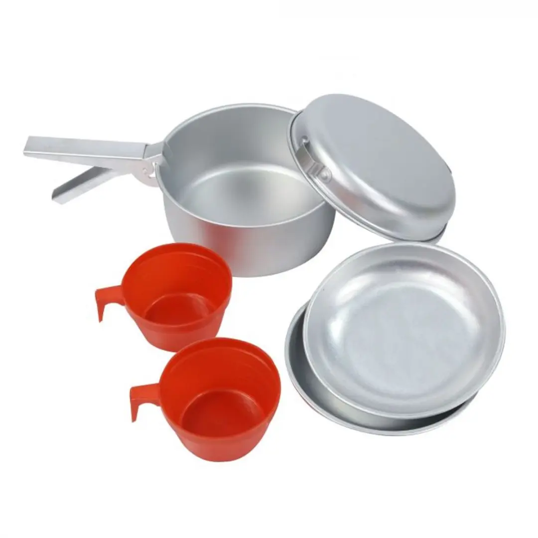 Regatta Aluminium Kookset Voor Twee Personen Met Afneembare Handvatten Zilver