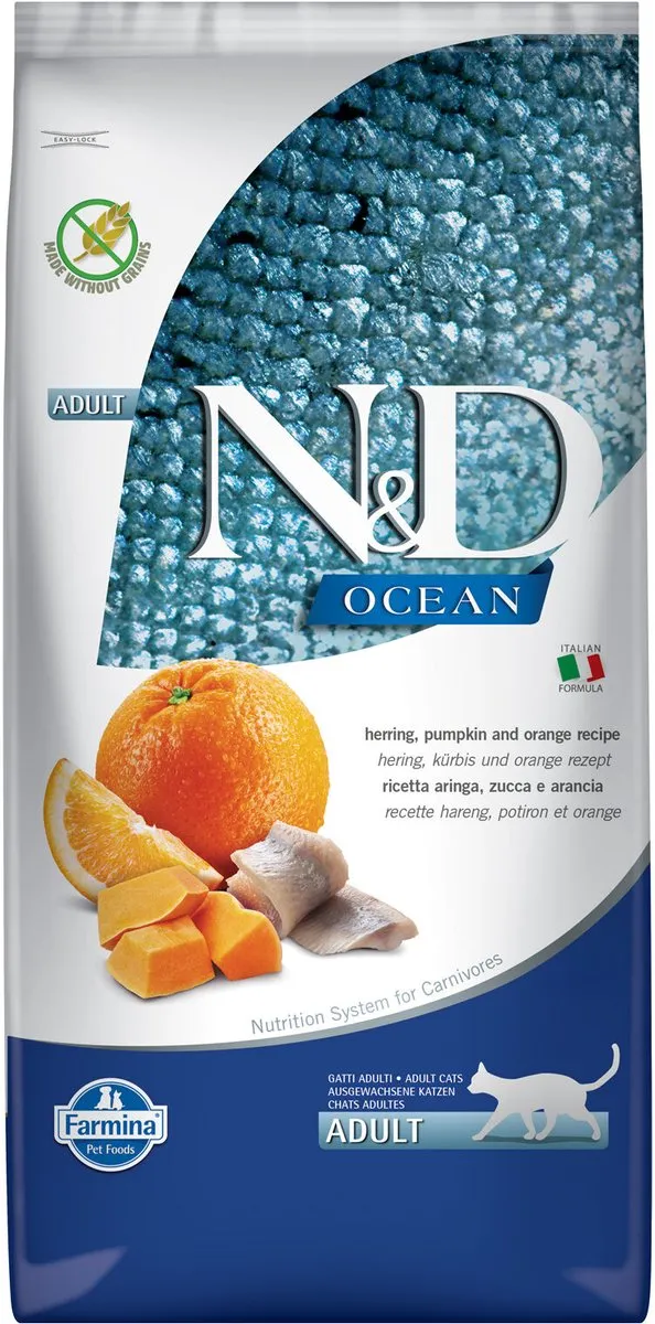 Farmina N&D Ocean Adult Kattenvoer 5kg - Haring/Sinaasappel/Pompoen