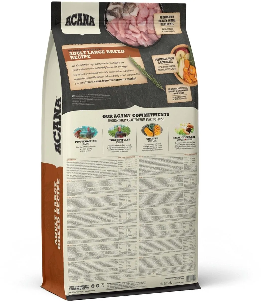 Acana Heritage Adult Large Breed Hondenvoer Kip Kalkoen 17kg