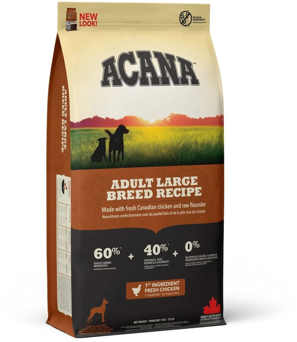Acana Heritage Adult Large Breed Hondenvoer Kip Kalkoen 17kg