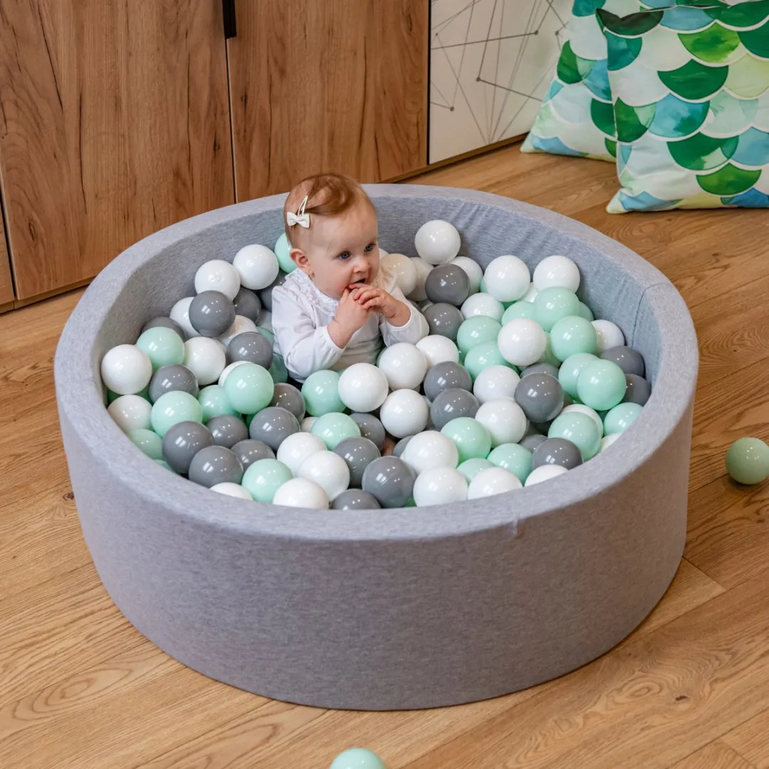 KiddyMoon Ballenbakballen Ø7cm - 300 Stuks - BPA-vrij - Wit/Grijs/Munt