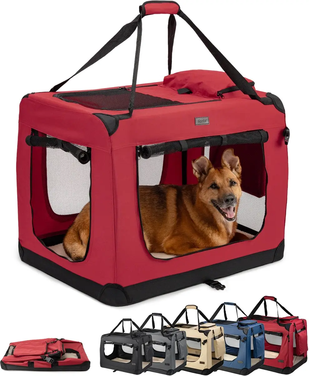 lionto transportbox, opvouwbaar, stevig & met kussen, 82x58x58 cm donkerrood