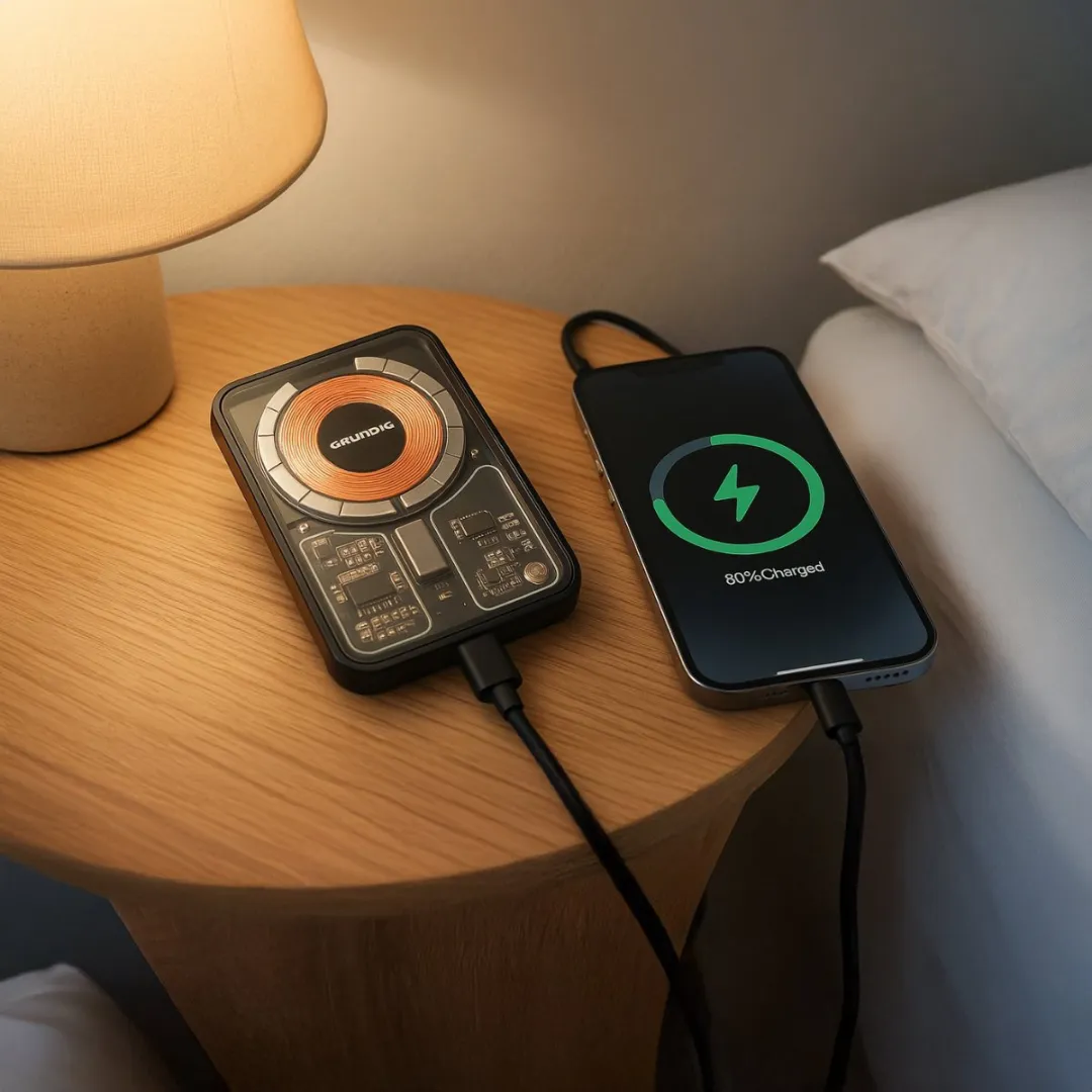 Grundig Draadloze Powerbank 5000mAh - 25W - 3x USB - MagSafe - Zwart