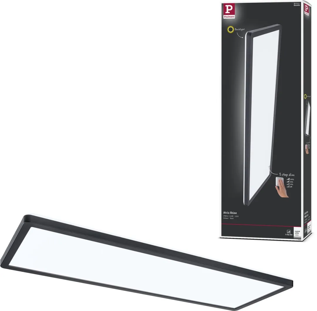 Paulmann Atria Shine LED-paneel 22W 1800lm 4000K - Zwart