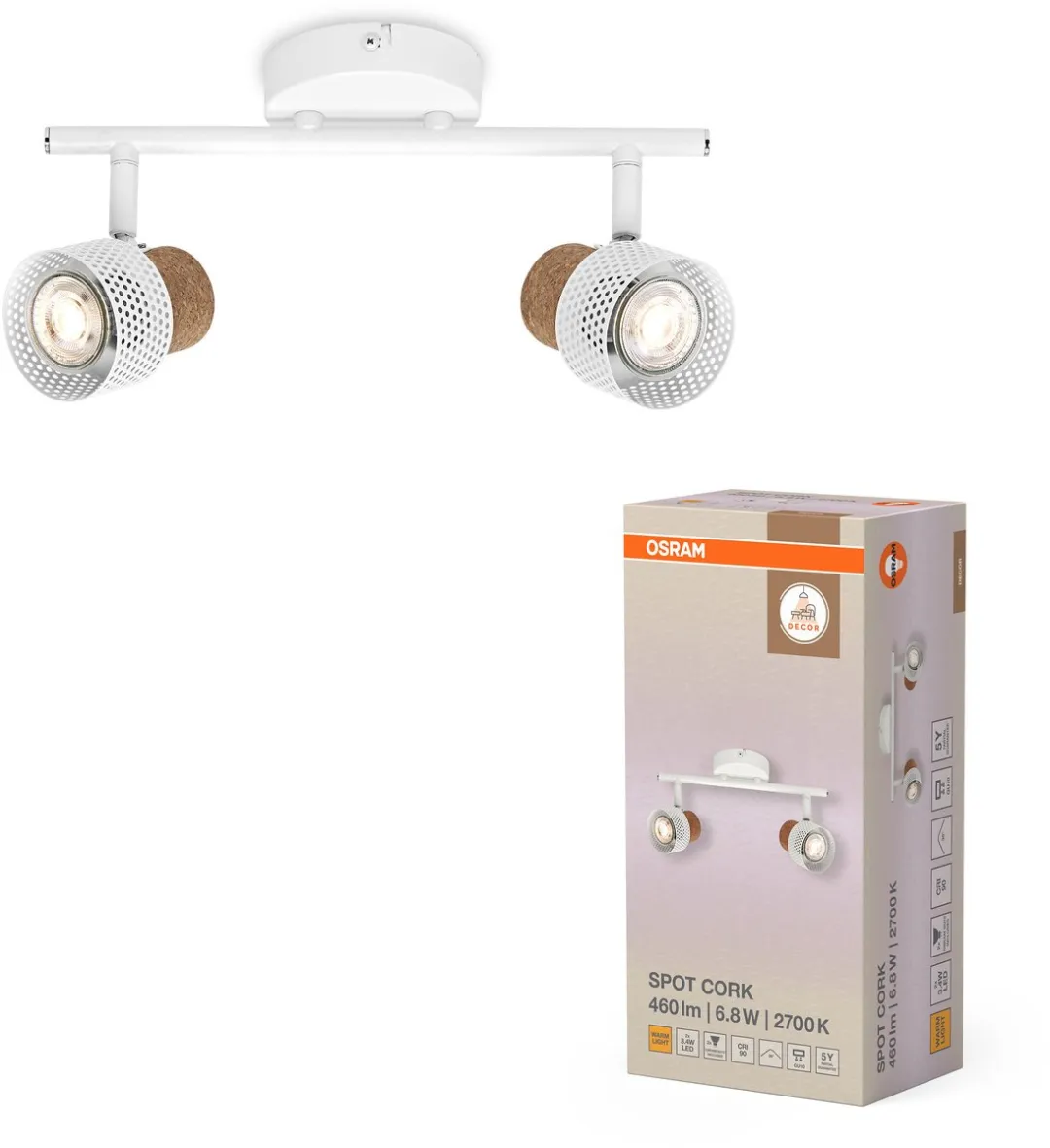 Osram Decor Spot Cork GU10 - 2x3,4W 460lm Warm Wit