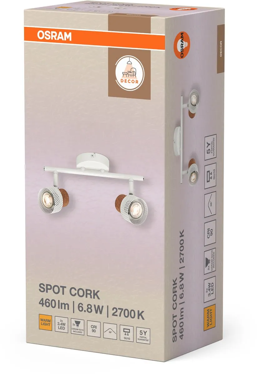 Osram Decor Spot Cork GU10 - 2x3,4W 460lm Warm Wit