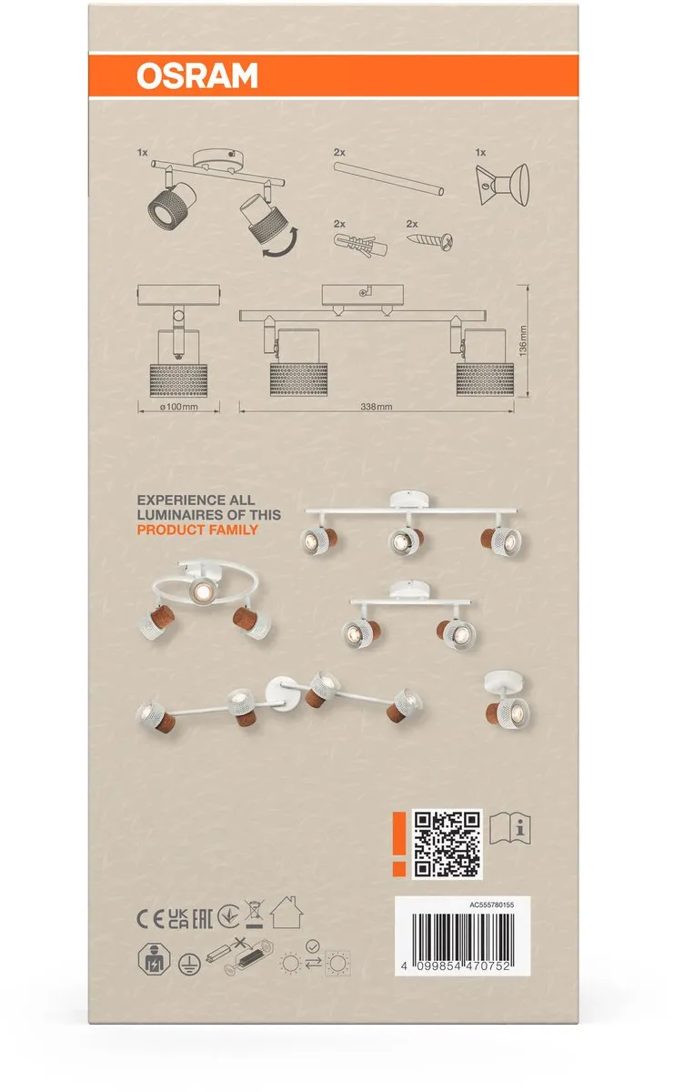 Osram Decor Spot Cork GU10 - 2x3,4W 460lm Warm Wit - afbeelding 6 van 6