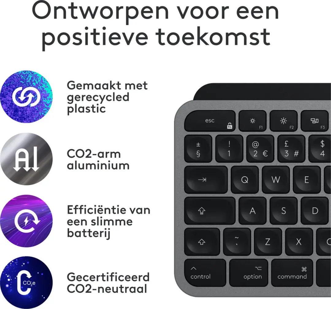 Logitech MX Keys S voor Mac 920-011625 Toetsenbord - Draadloos - AZERTY - Grijs - afbeelding 5 van 6