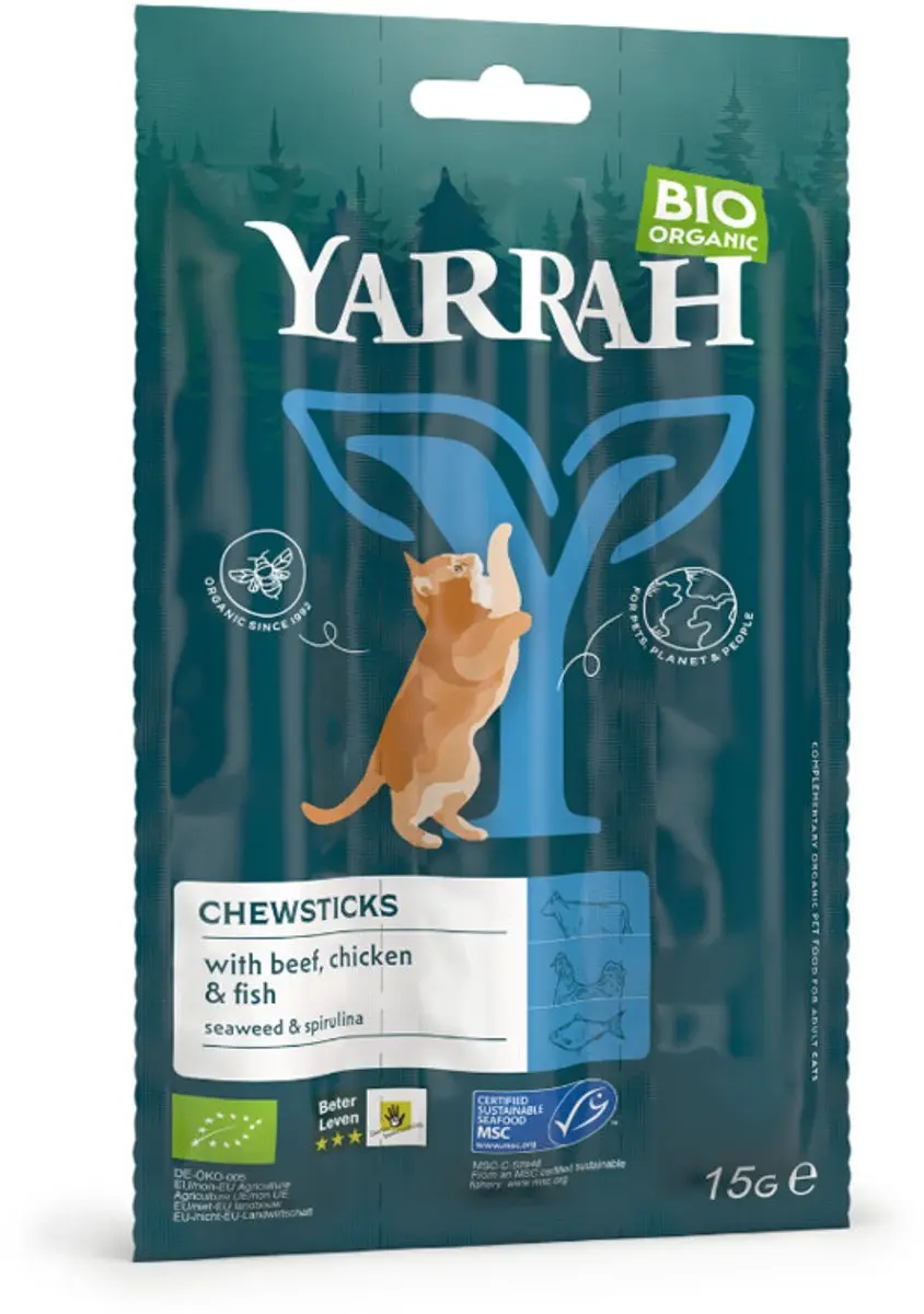 Yarrah Bio Kauwstaafjes Kat Vis