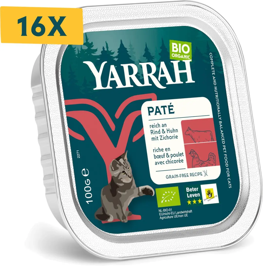 Yarrah Bio Kattenvoer Paté Rund & Kip 100g