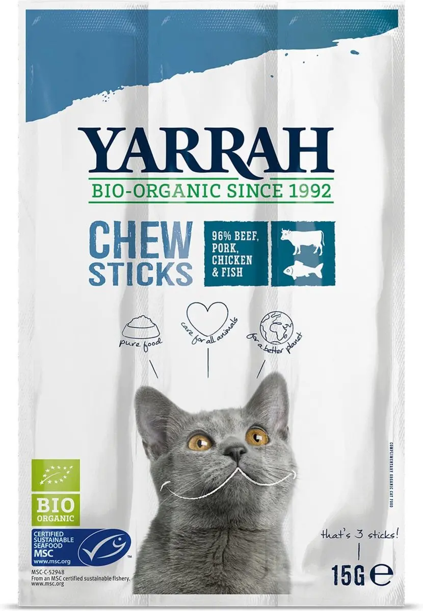 Yarrah Bio Kauwstaafjes Kat