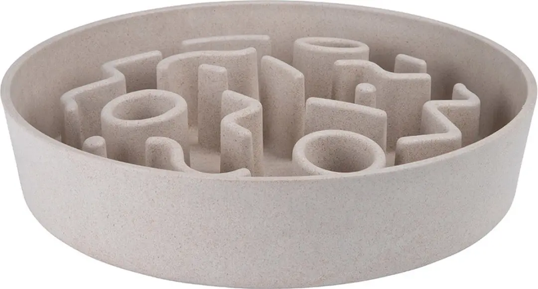 District 70 Bamboe Slowfeeder Hondenvoerbak - Ø21cm - Beige - afbeelding 4 van 6