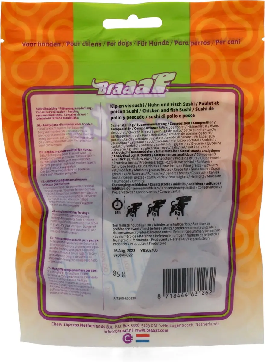 Braaaf Soft Snack Tonijnstick met Wortel en Sperzieboon 85g - afbeelding 4 van 6