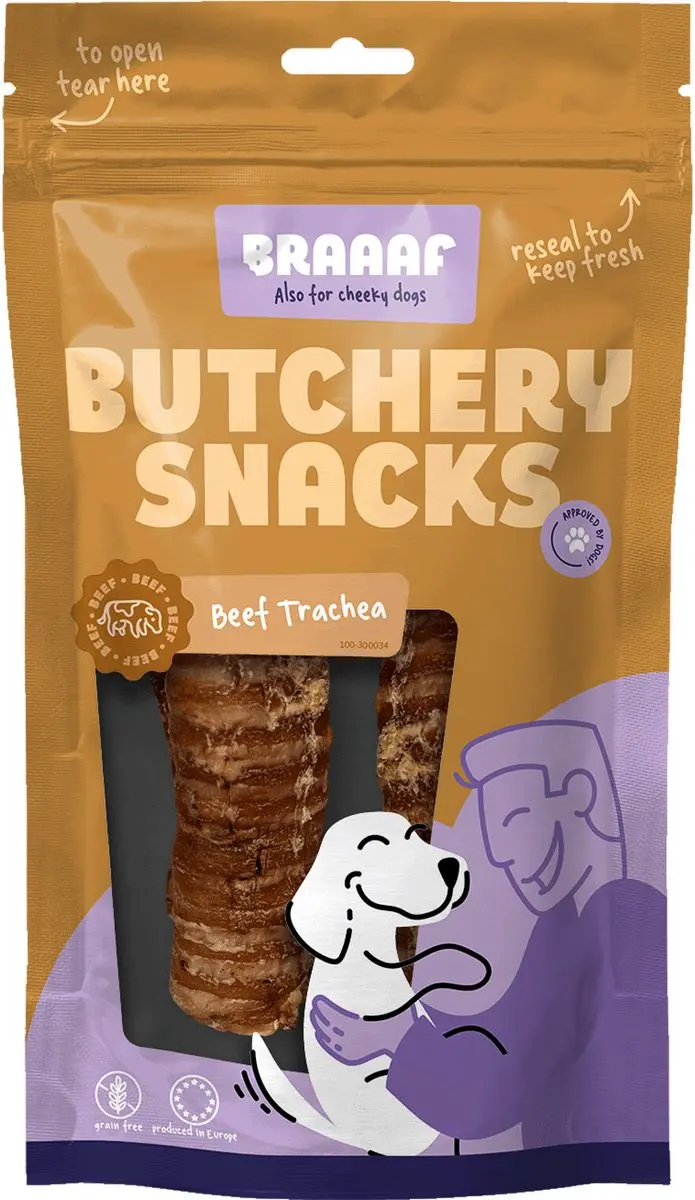 Braaaf Hondensnack Butchery Beef Trachea - 85g - afbeelding 2 van 2