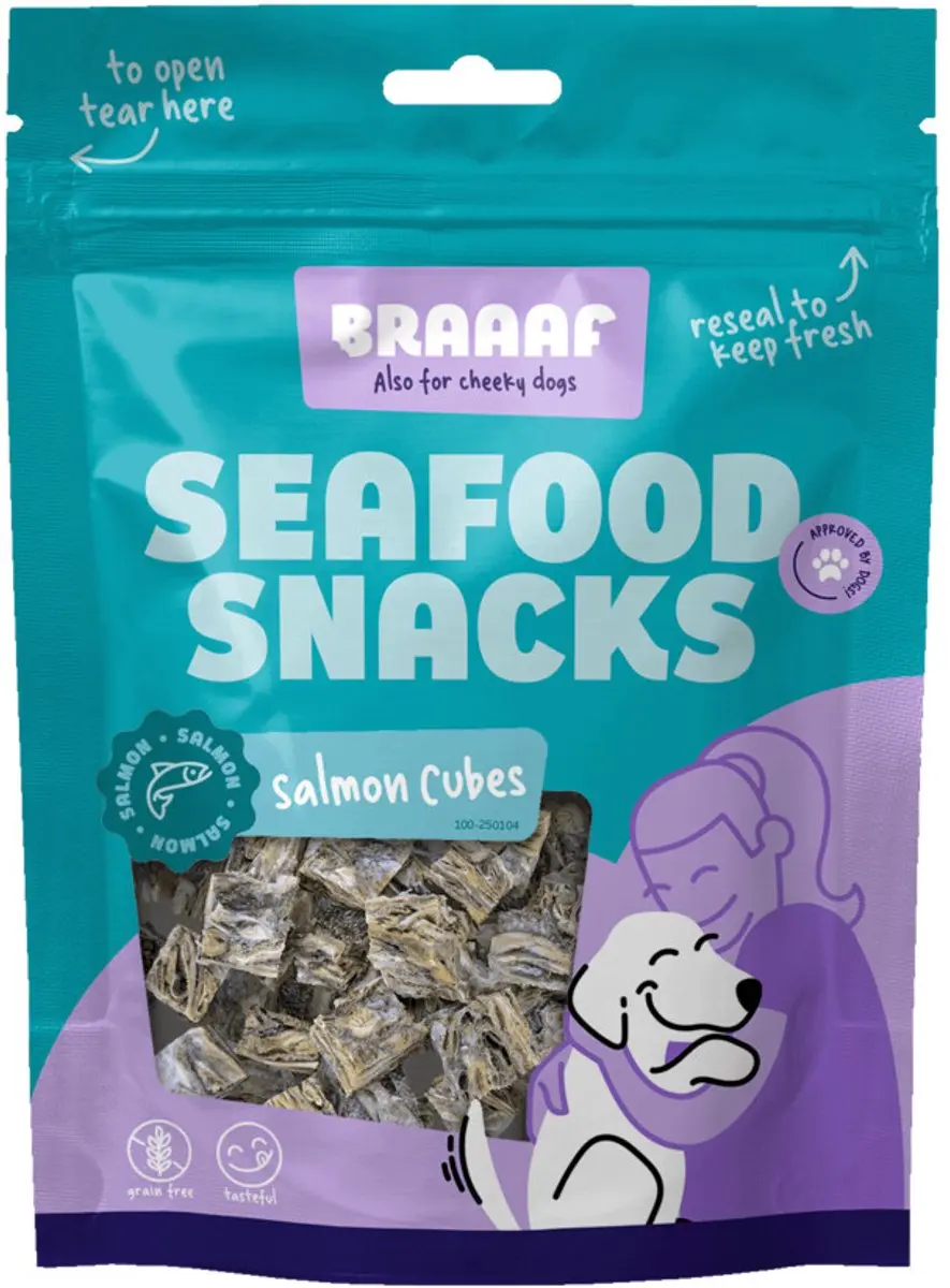 Braaaf Hondensnack Cubes Zalmhuid