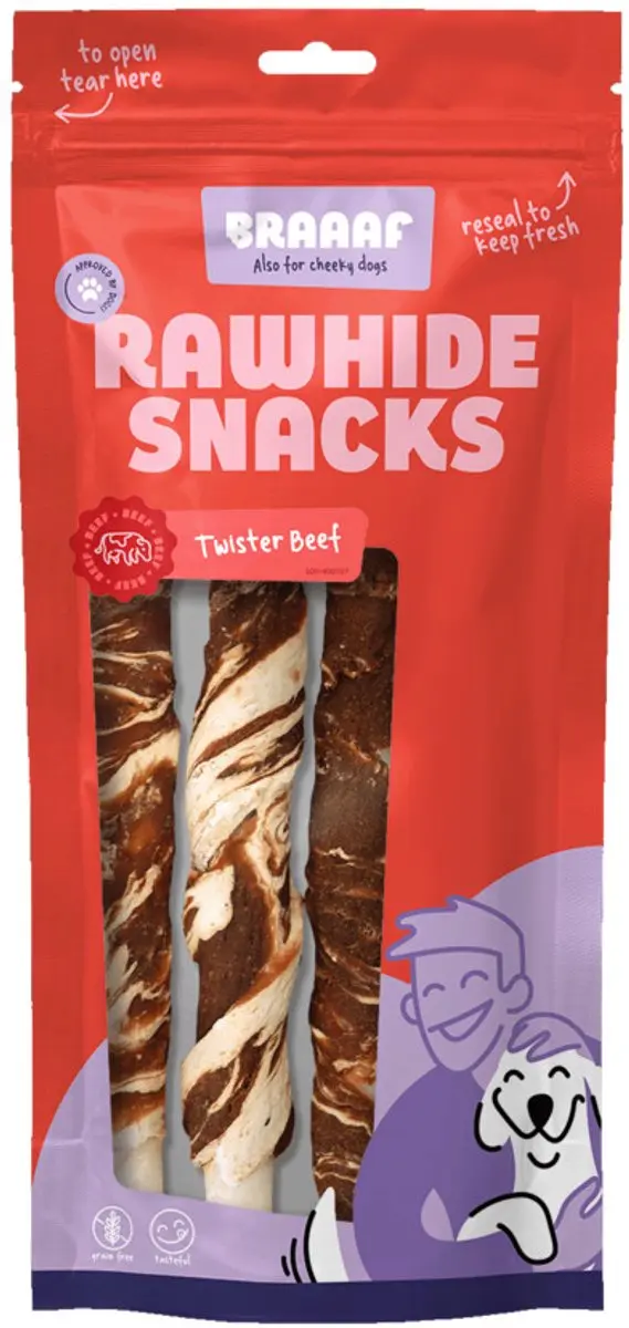 Braaaf HondensnackTwister Vlees en Vis