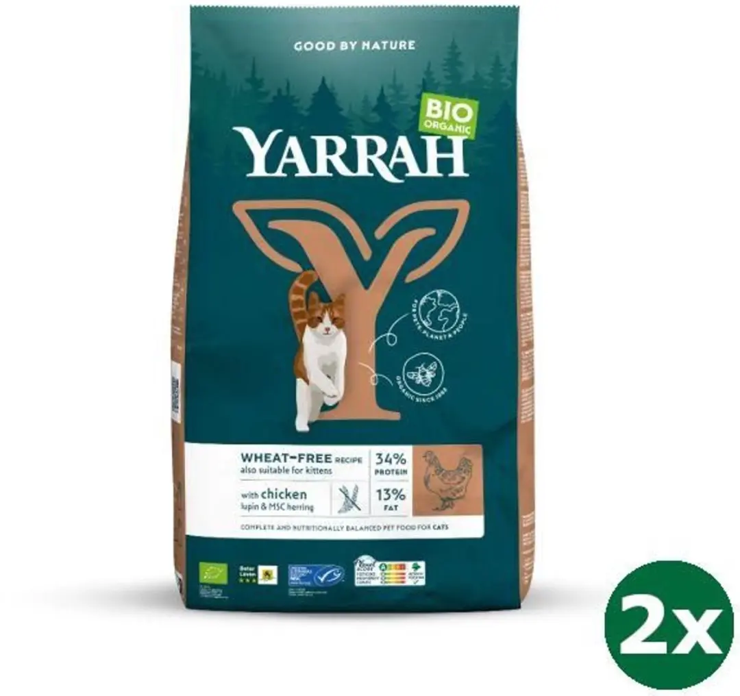 Yarrah cat adult graanvrij kip / vis kattenvoer 2x 6 kg NL-BIO-01