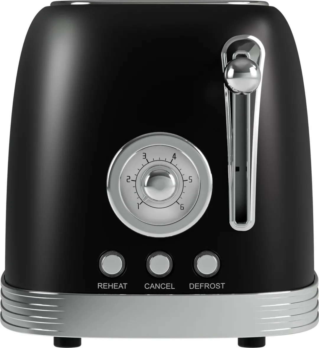 KitchenBrothers Retro Broodrooster KB1004163 - 815W - 2 Extra Brede Sleuven - Zwart