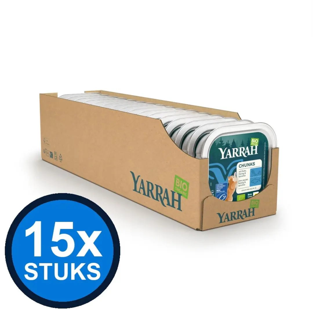 15x Yarrah cat bio alu grainfree brokjes vis 100gr