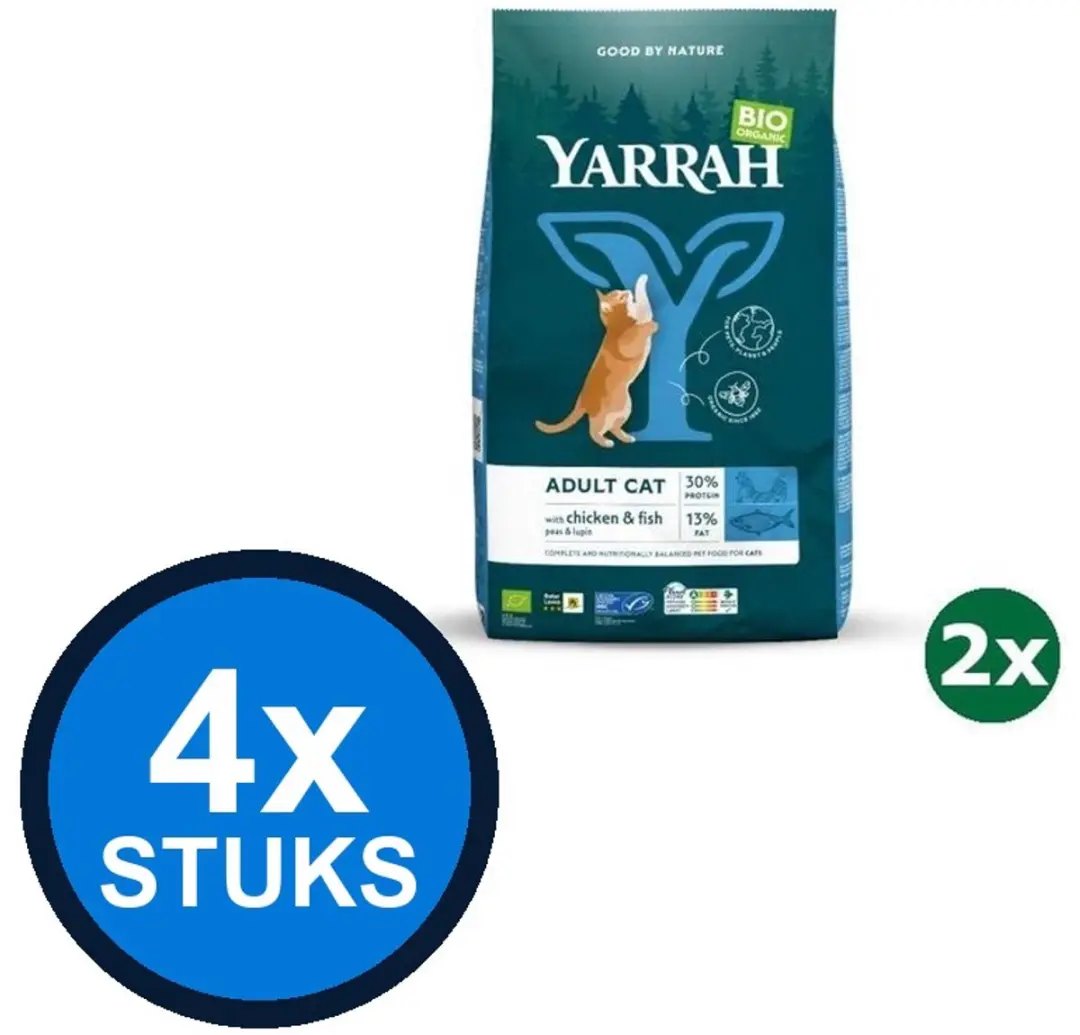 4x Yarrah cat bio dry chicken&fish msc 800gr