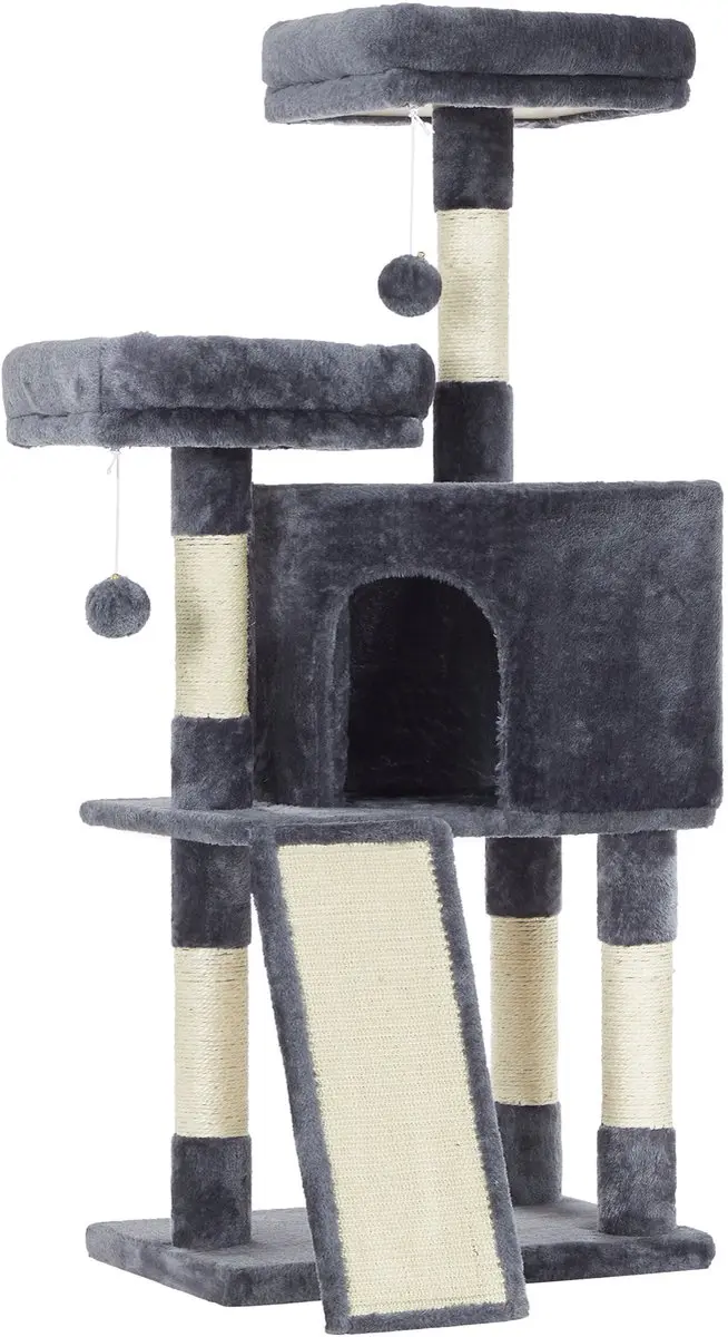 Feandrea - Krabpaal - Kattenboom - Voor Katten - 115 cm Hoog - Met Krabplank en Speelplekken