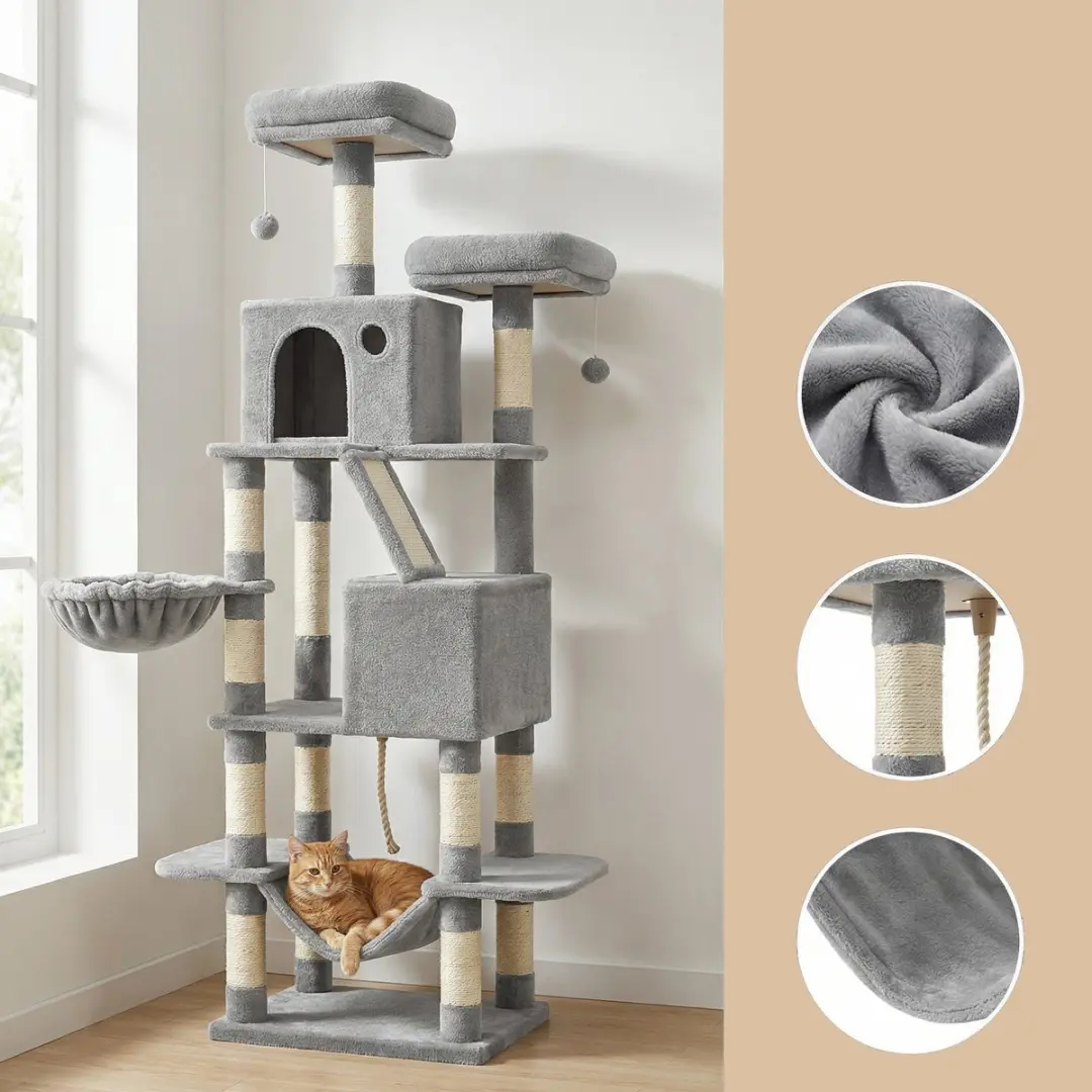 Feandrea Mauzi Kattenboom - 168cm - Lichtgrijs - afbeelding 3 van 6