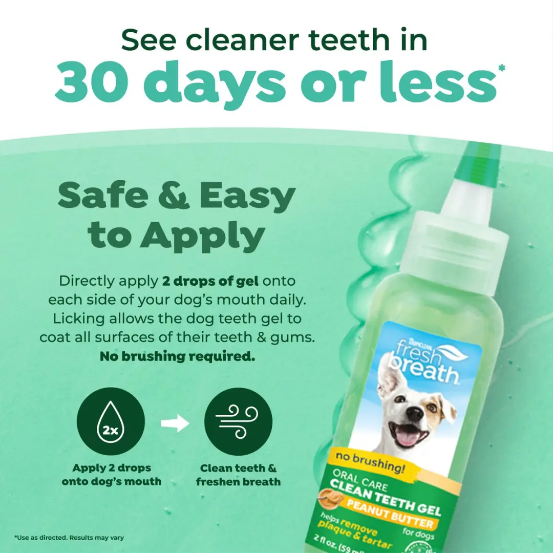 TropiClean Fresh Breath Tandgel Honden - Pindakaas - afbeelding 3 van 6