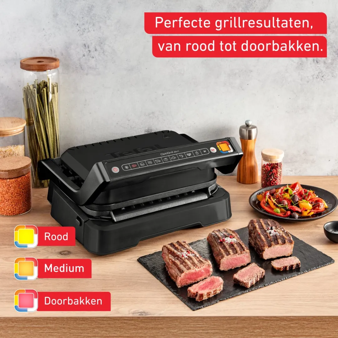 Tefal OptiGrill 2in1 GC7728 Grill & BBQ - 2100W - 2 Platen - Zwart