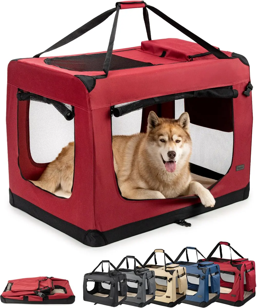 lionto transportbox, opvouwbaar, stevig & met kussen, 101x69x70 cm donkerrood