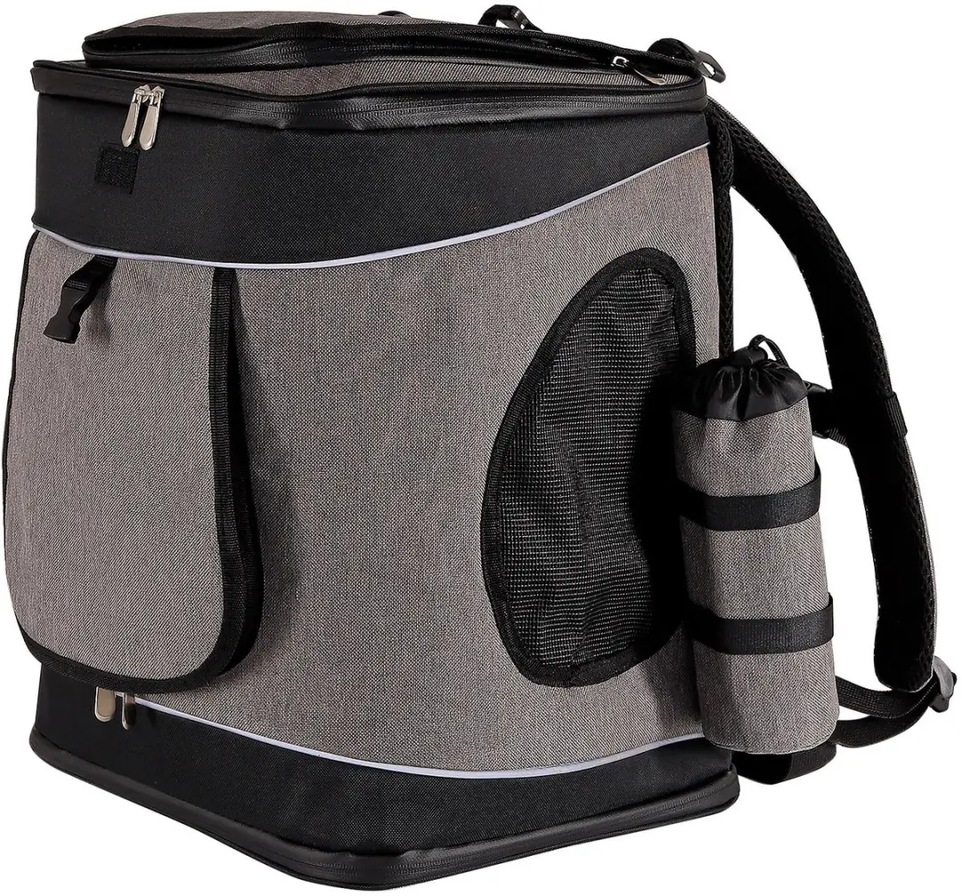 lionto hondenrugzak, comfortabel, veilig & waterafstotend, tot 14 kg grijs/zwart