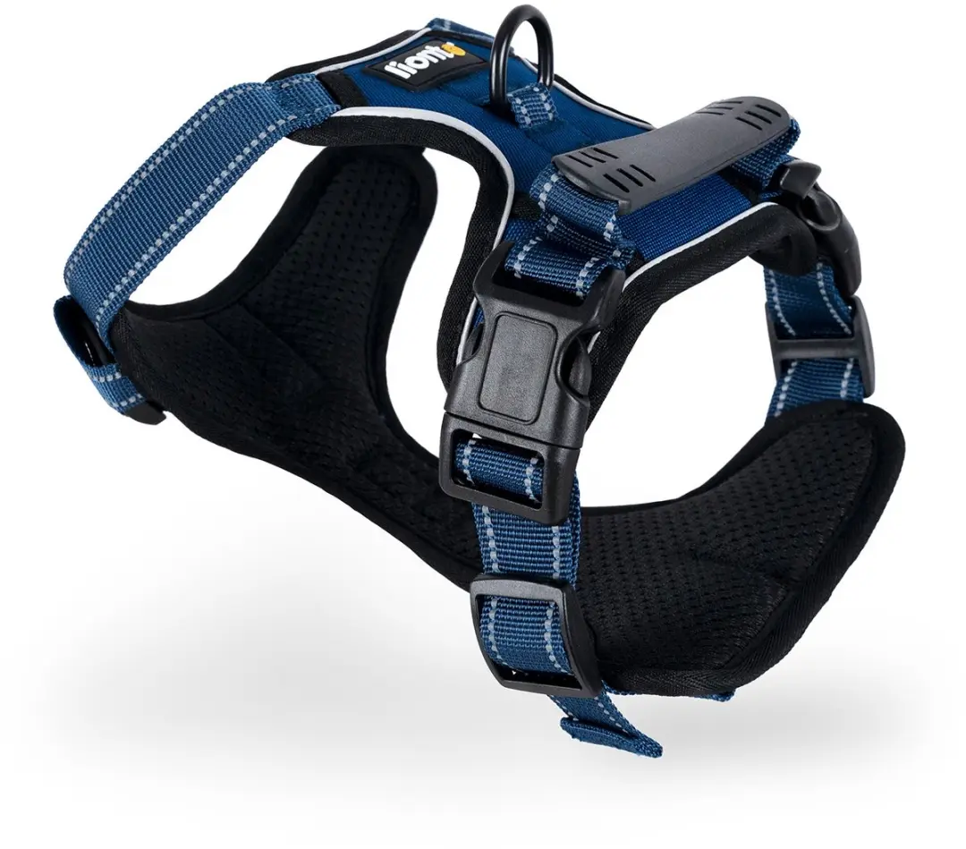 lionto anti-trek hondentuig, verstelbaar, reflecterend & ademend, blauw L