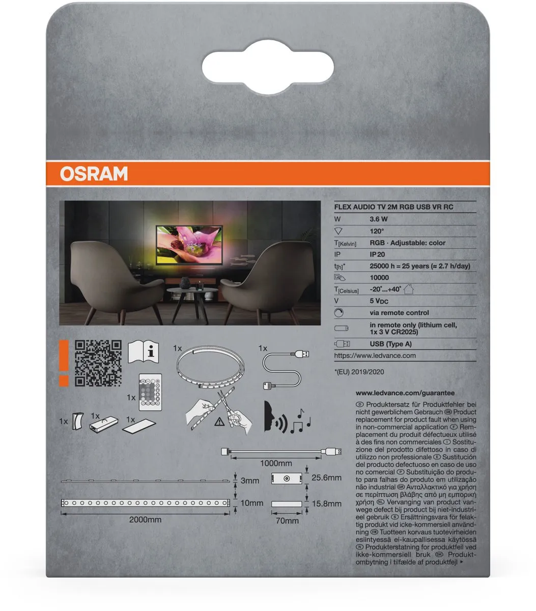 Osram LED-strip RGB 2000mm USB - Compleet