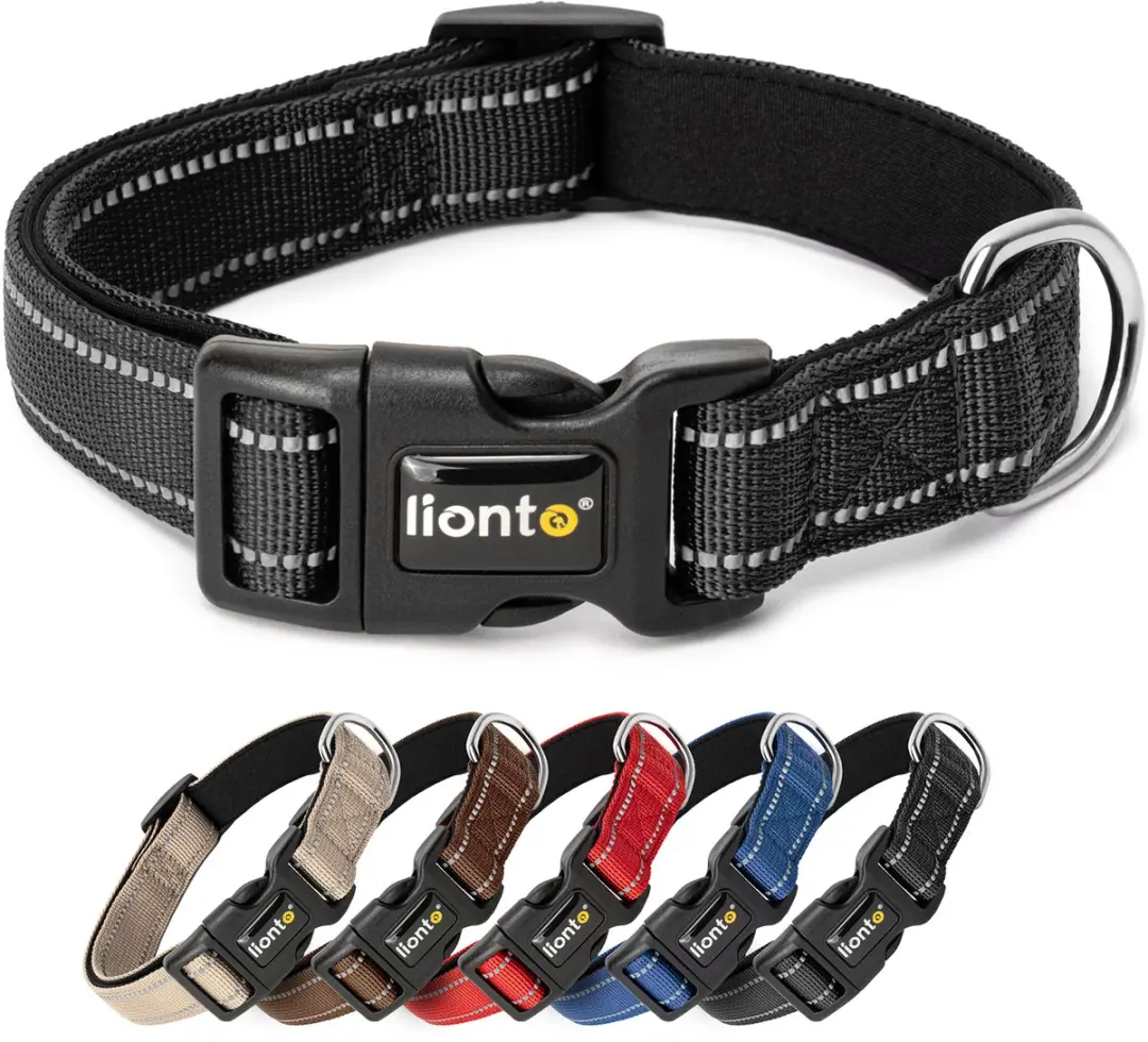 lionto reflecterende hondenhalsband, verstelbaar 20-30 cm XS zwart