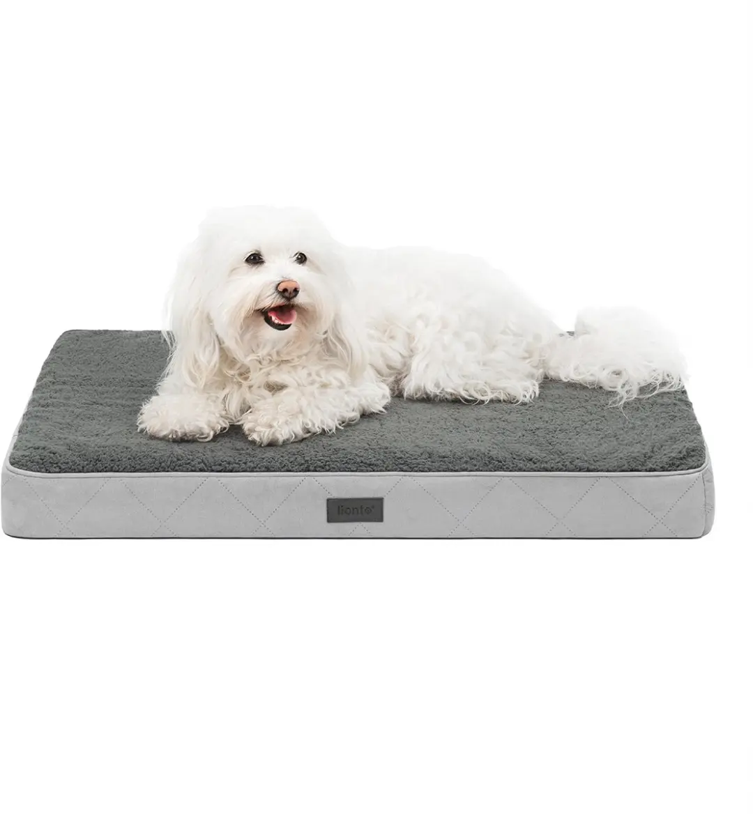lionto orthopedisch hondenbed, afneembare wasbare hoes 76x51x8 cm grijs