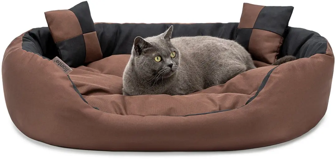 lionto Kattenbed 4-in-1 design met speelkussens, 85x70 cm zwart/bruin