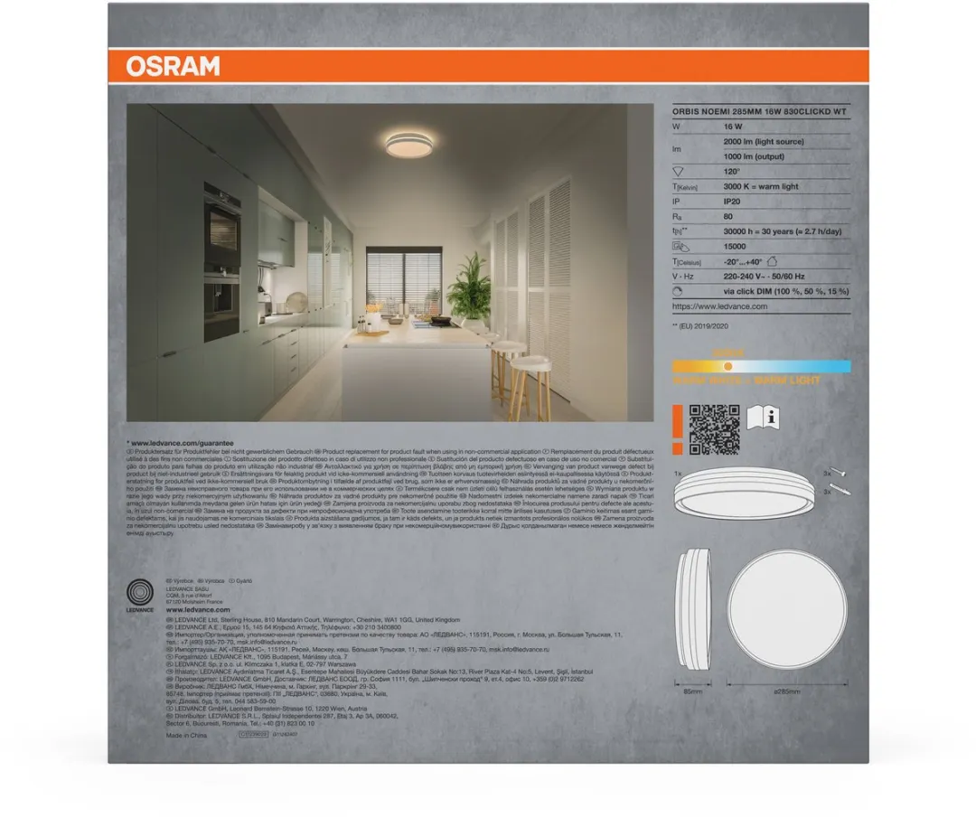 Osram Orbis Noemi LED Plafondlamp 285mm - 16W 3000K Wit