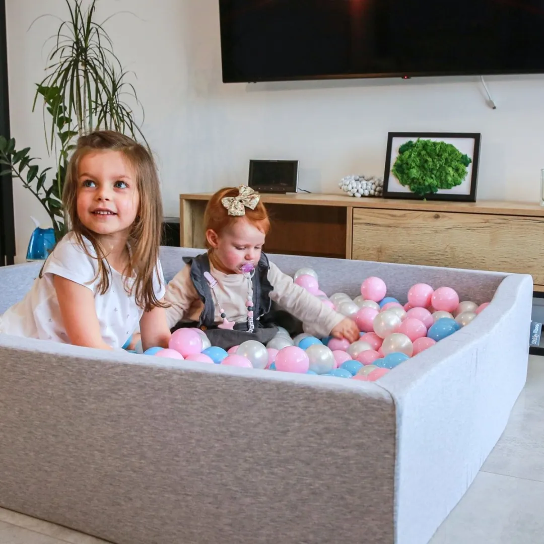 KiddyMoon Ballenbad 413742 - 200 Ballen ∅7cm - 120x30cm - Roze:Grijs:Wit