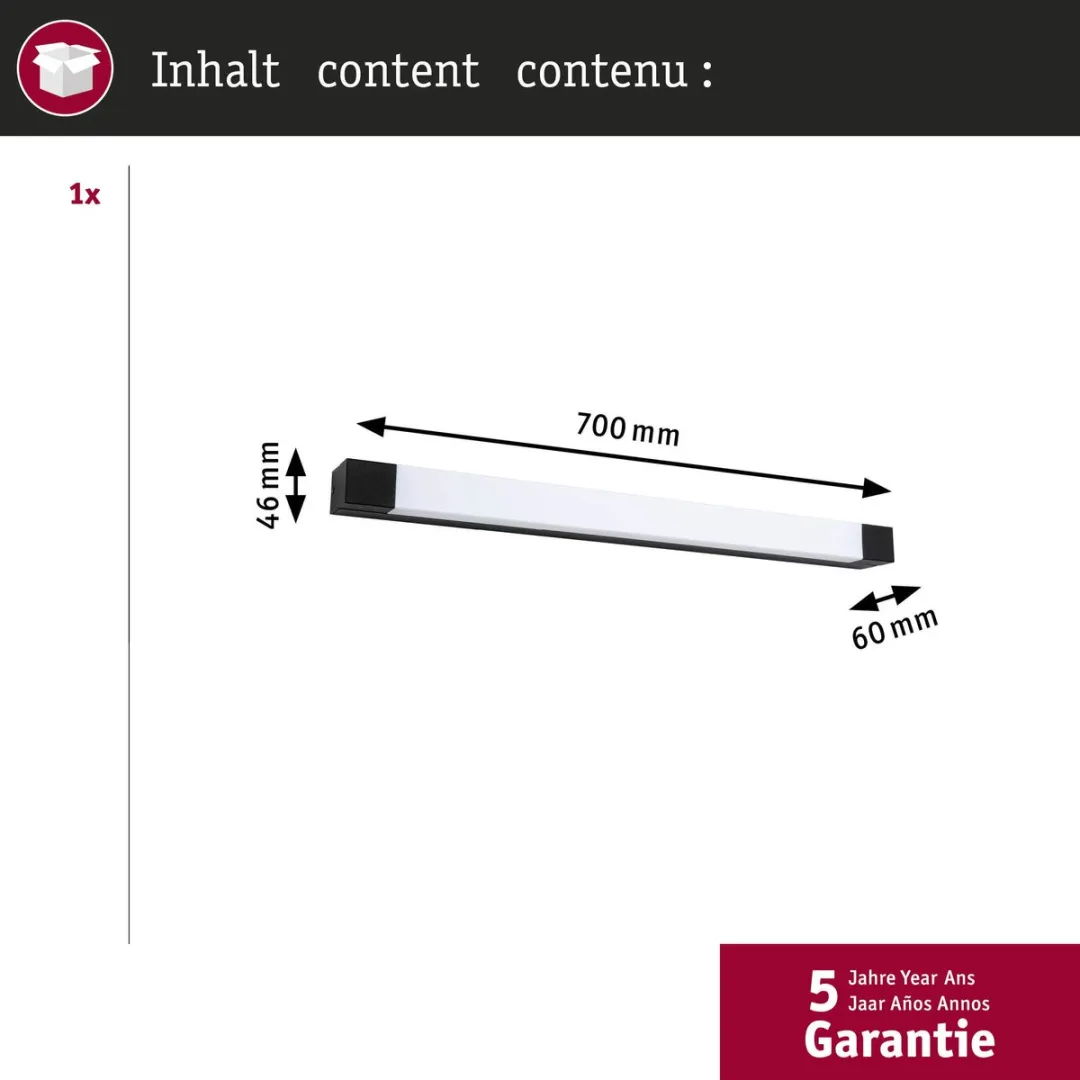 Paulmann Selection Bathroom LED-spiegellamp Quasar IP44 900lm - Zwart - afbeelding 6 van 6