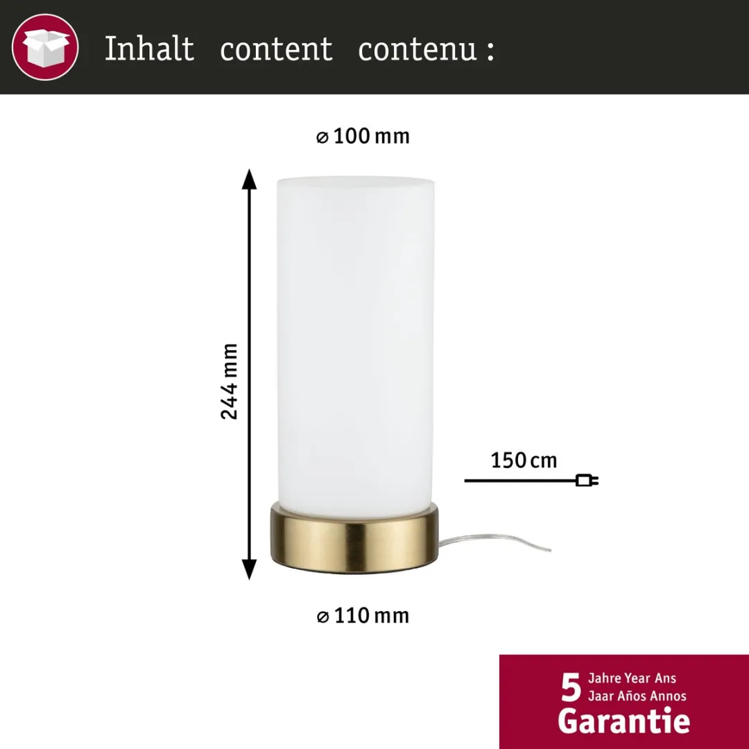 Paulmann Pinja LED-tafellamp E14 - 20W - Messing/Wit - afbeelding 6 van 6