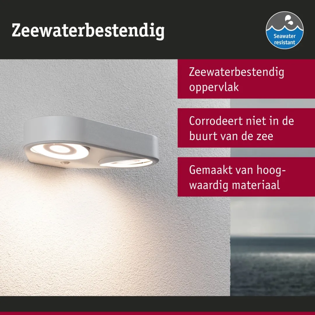 Paulmann Silma LED Wandarmatuur Buiten - 2x5,5W 3000K - IR Bewegingsmelder - IP44 - Wit - afbeelding 6 van 6