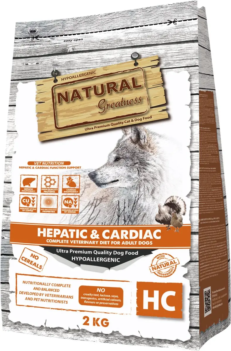 NATURAL GREATNESS VETERINARY DIET DOG HEPATIC-CARIDAC COMPLETE ADULT 2 KG