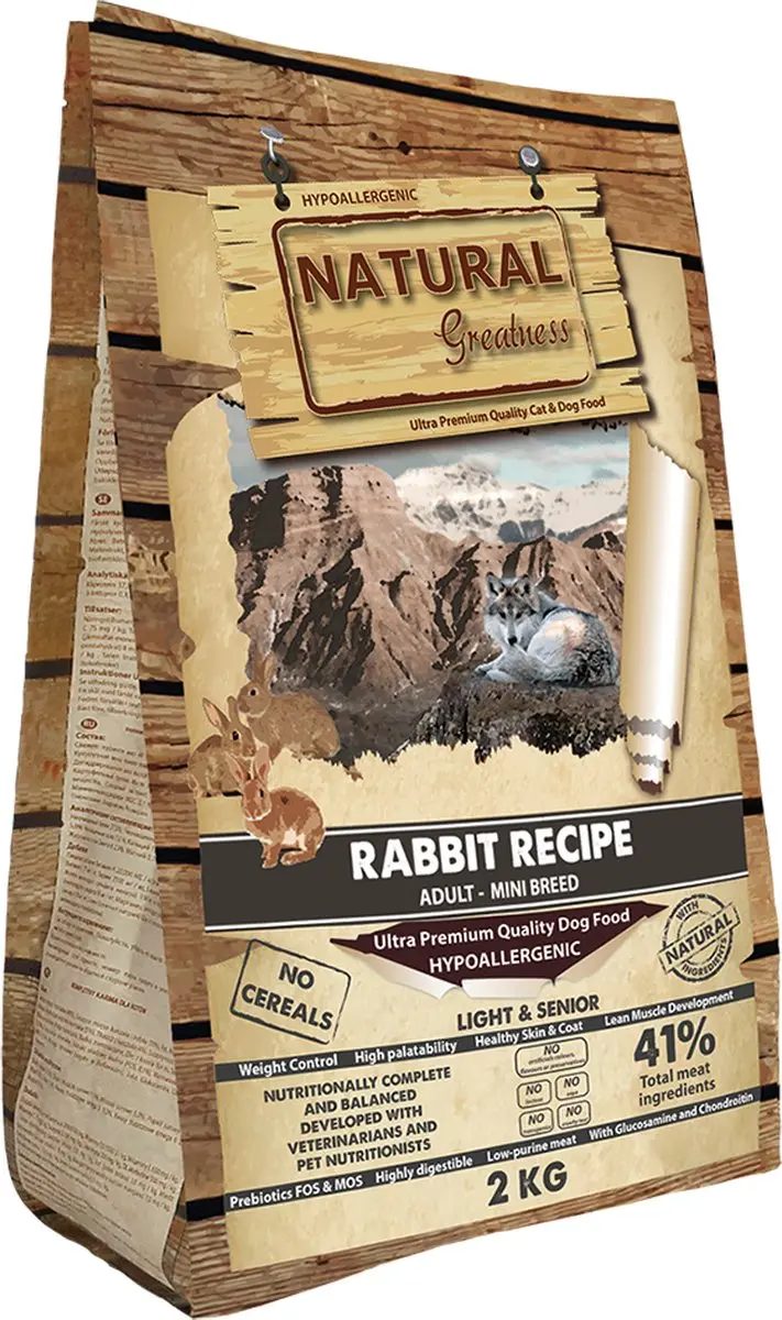 Natural Greatness Konijn Senior Light Mini Hondenvoer - 2kg - afbeelding 2 van 2
