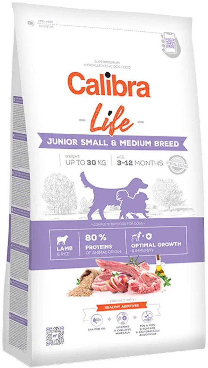 Calibra Dog Life Junior Small & Medium Breed Lam 2,5kg