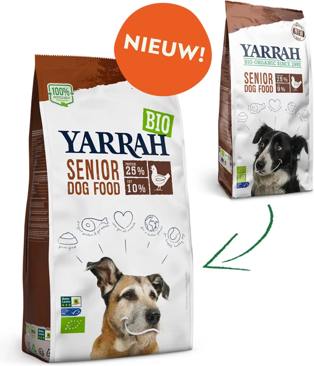 Yarrah Bio Hondenvoer Senior Kip 2kg - 4x - afbeelding 6 van 6