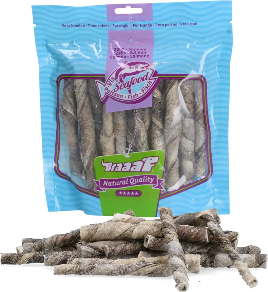 Braaaf Hondensnack Rol Sticks Zalm 12cm - 175g - afbeelding 5 van 6
