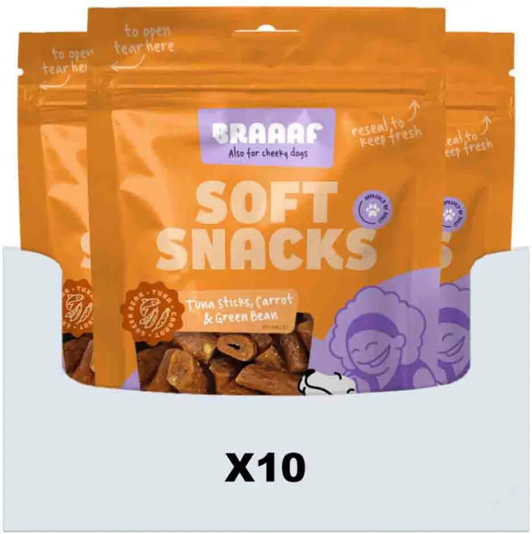 Braaaf Hondensnack Sticks Tonijn Wortel Sperzieboon 10x 85g
