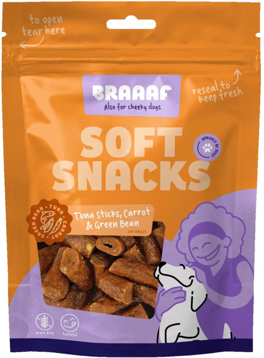 Braaaf Hondensnack Sticks Tonijn Wortel Sperzieboon 10x 85g - afbeelding 3 van 3