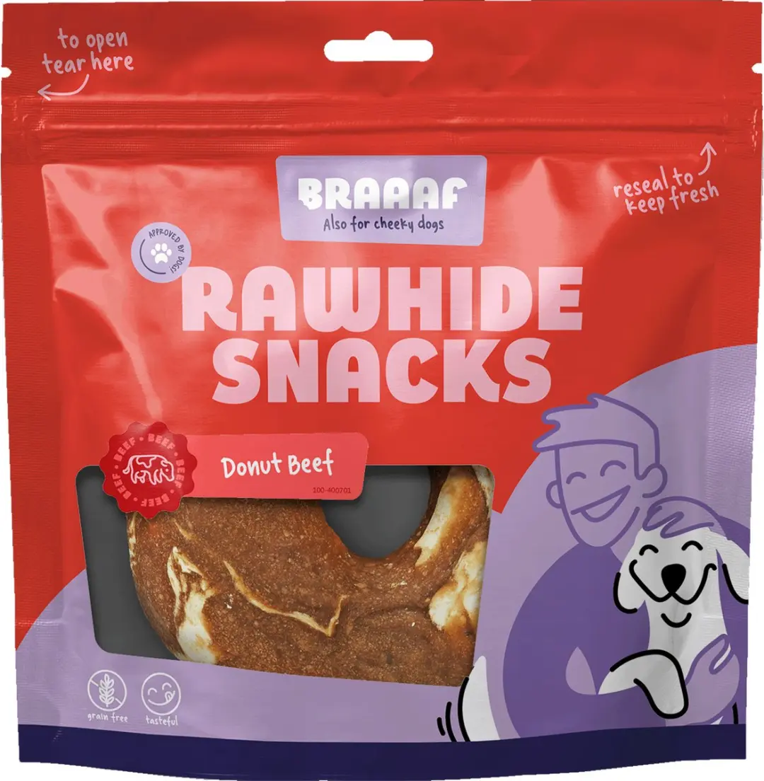 Braaaf Hondensnack Donut Lam & Vis 10-12 cm - 115 gr - afbeelding 3 van 6