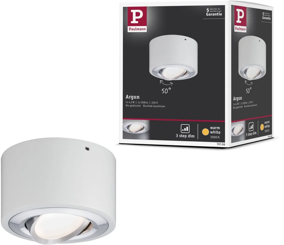 Paulmann LED Plafondlamp Argun 3-Step-Dim 280lm - Wit